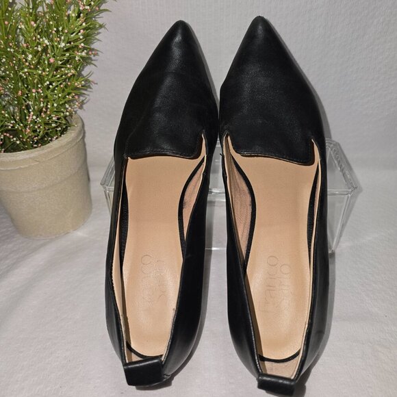 FRANCO SARTO BLACK PUMP WITH WEDGED TORTOISE HEEL LEATHER UPPER WOMENS SIZE 8.5 - Picture 3 of 10